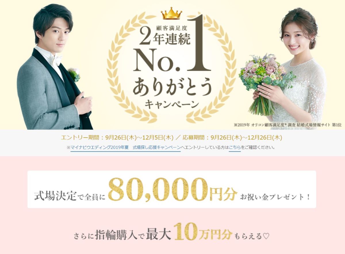 結婚式場キャンペーンランキング